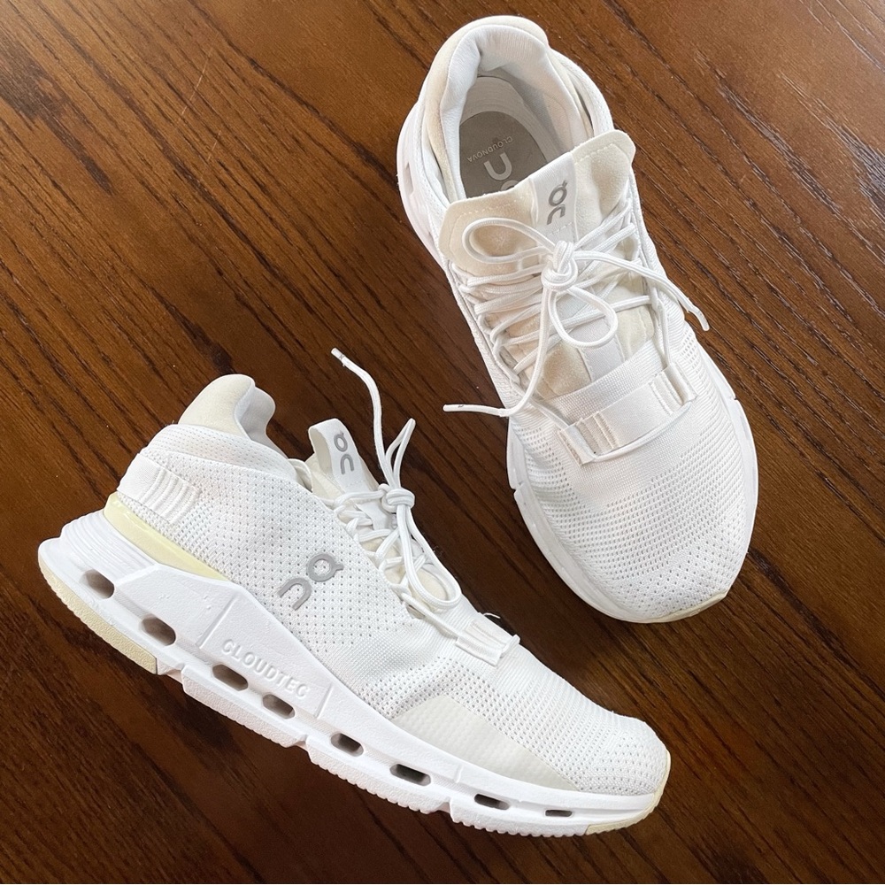 On Running Women's White Sneakers with Subtle Cream Accent
